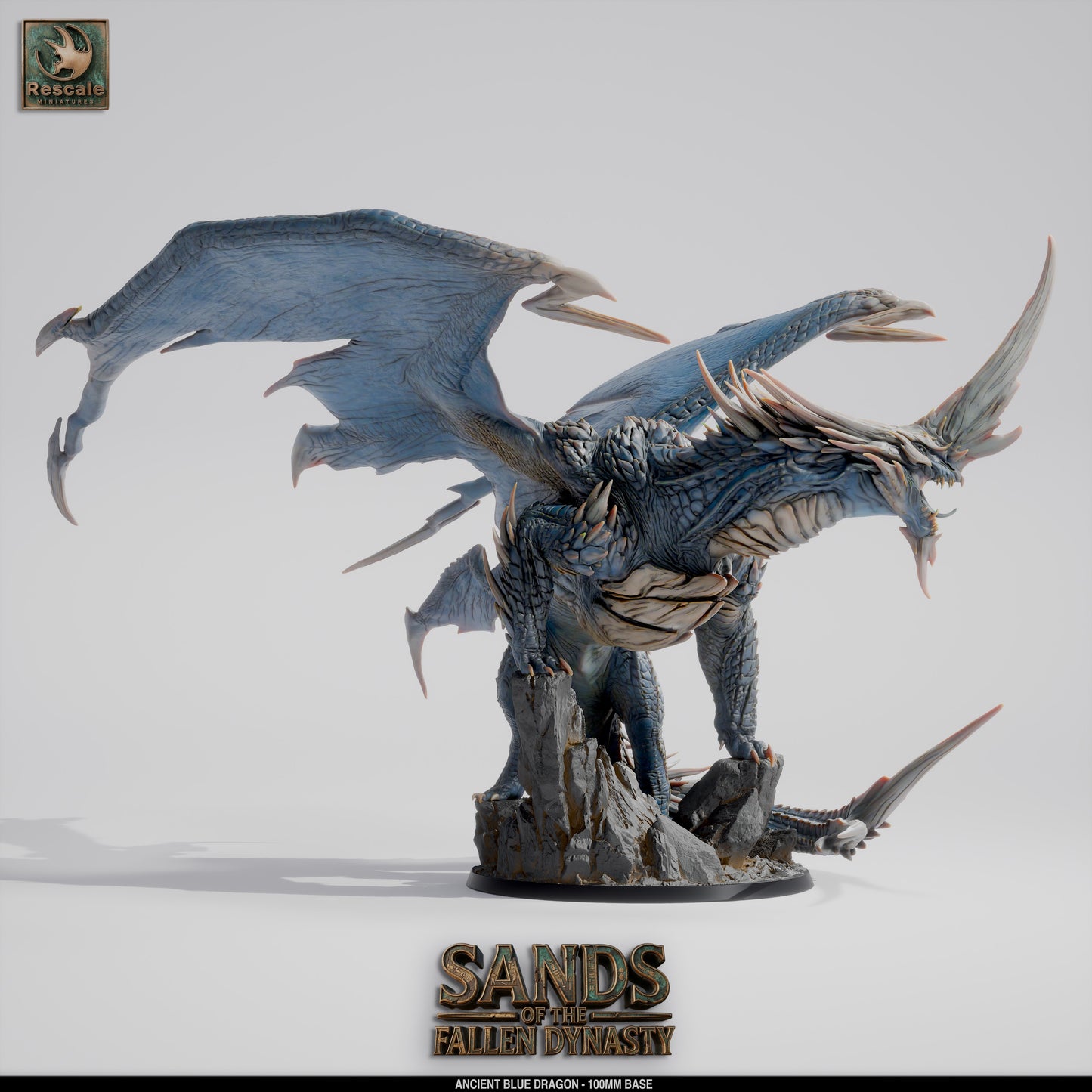 Blue Elder Dragon | Ancient Storm Tyrant | Resin Tabletop RPG Figure | 100mm Base
