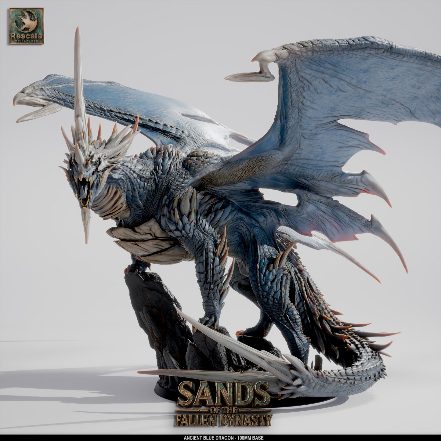 Blue Elder Dragon | Ancient Storm Tyrant | Resin Tabletop RPG Figure | 100mm Base