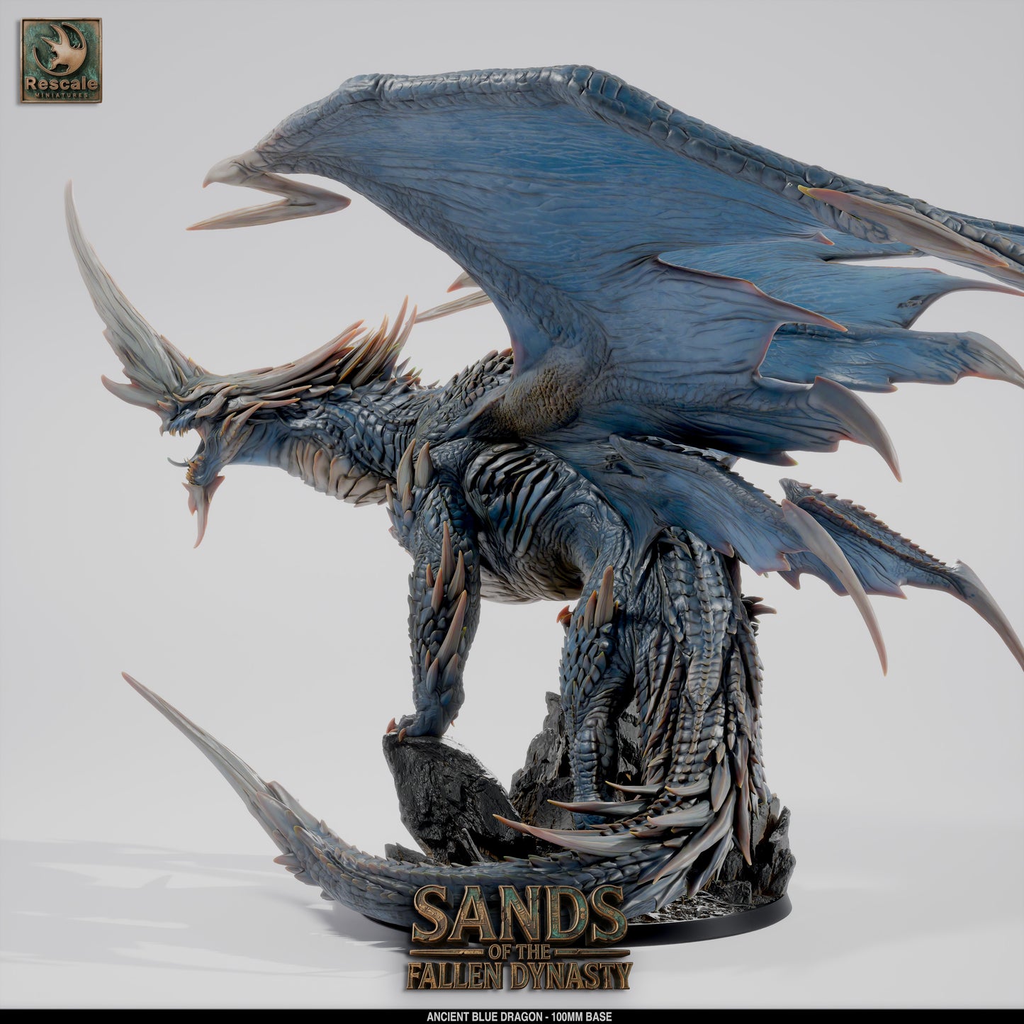 Blue Elder Dragon | Ancient Storm Tyrant | Resin Tabletop RPG Figure | 100mm Base