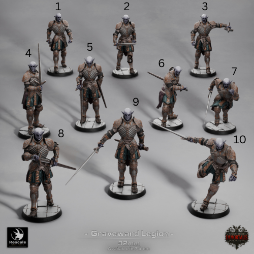 Graveward Legion D&D Miniature | Undead Warrior Figure | Resin 3D Printed Tabletop RPG Model | 32mm Base