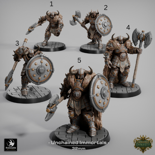 Unchained Immortal Warriors D&D Miniatures | Undead Fantasy Soldiers | Resin 3D Printed Tabletop RPG Figures | 32mm Base
