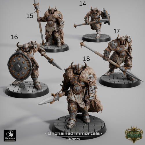 Unchained Immortal Warriors D&D Miniatures | Undead Fantasy Soldiers | Resin 3D Printed Tabletop RPG Figures | 32mm Base