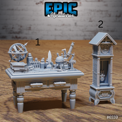 Magical Library Terrain | Arcane Study Scenery Set | Resin Tabletop RPG Terrain