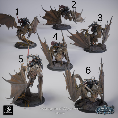 Vanguard Wyverns D&D Miniatures | Armored Wyvern Riders or War Beasts | Resin Tabletop RPG Figures | 60mm Base