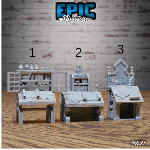 Magical Library Terrain | Arcane Study Scenery Set | Resin Tabletop RPG Terrain