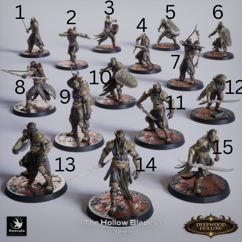 Dark Elf Hollow Blades | Shadow Assassins | Resin Tabletop RPG Figure Set | 32mm Base