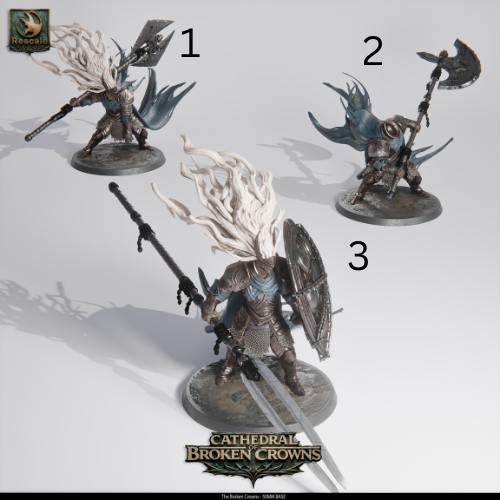 Broken Crown Warriors Undead Knight DND Miniature TTRPG Resin Figure 50mm Base