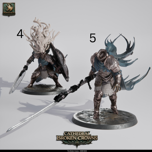 Broken Crown Warriors Undead Knight DND Miniature TTRPG Resin Figure 50mm Base