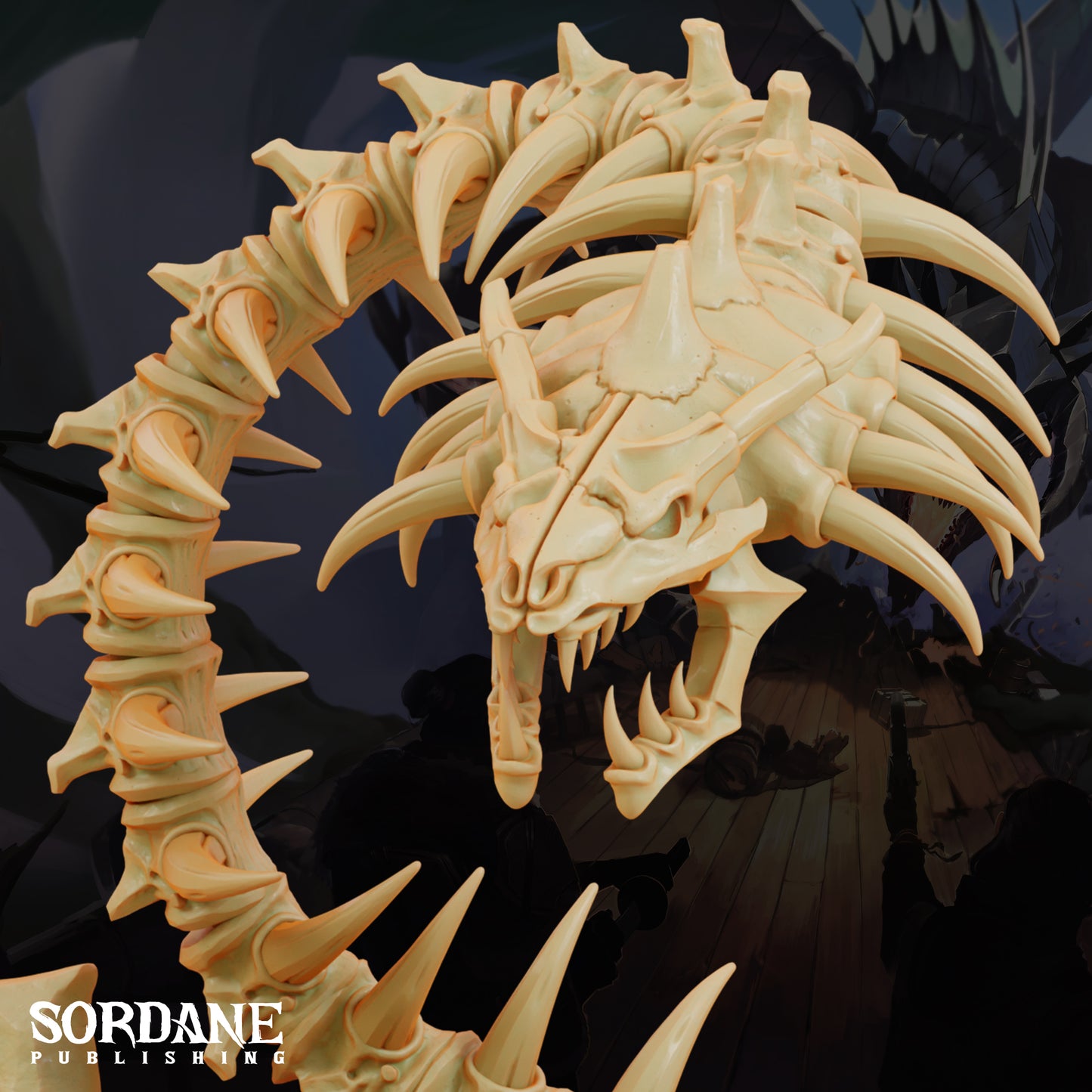 Bone Serpent Undead Dragon DND Miniature TTRPG Resin Figure 75mm Base