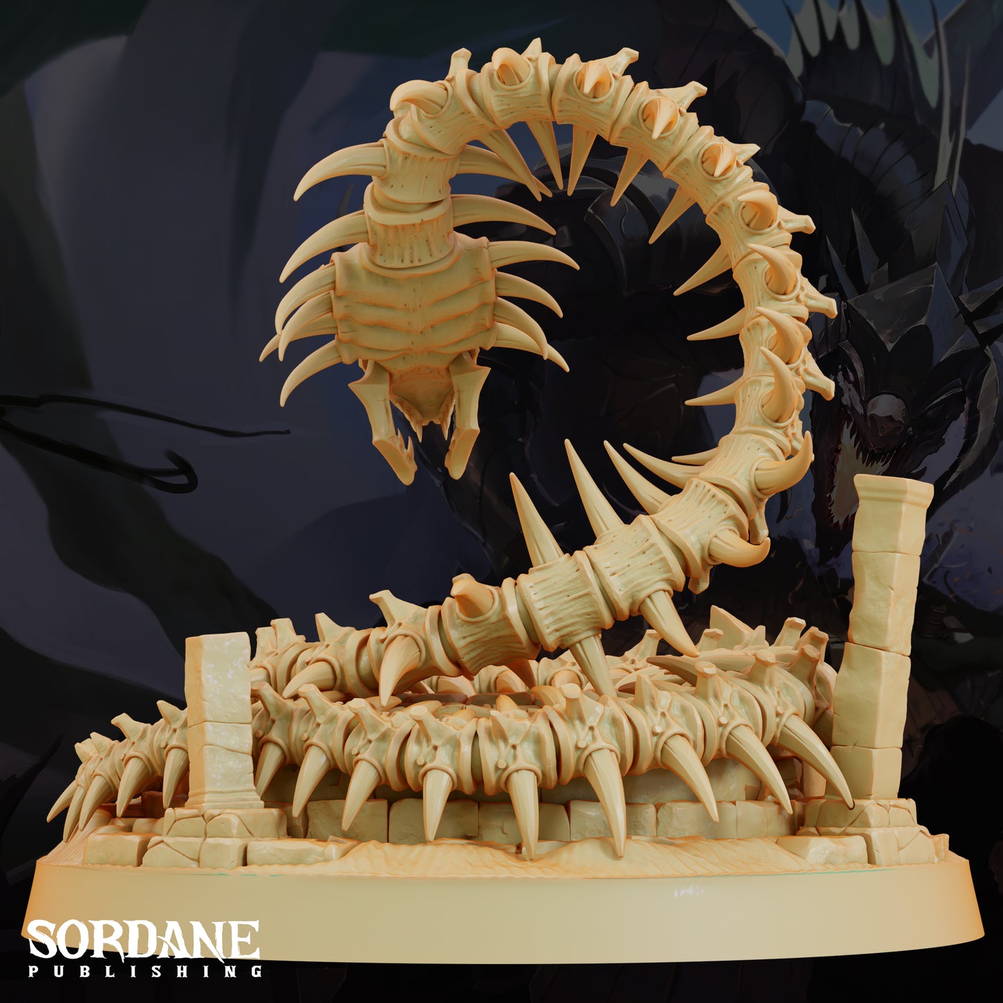 Bone Serpent Undead Dragon DND Miniature TTRPG Resin Figure 75mm Base