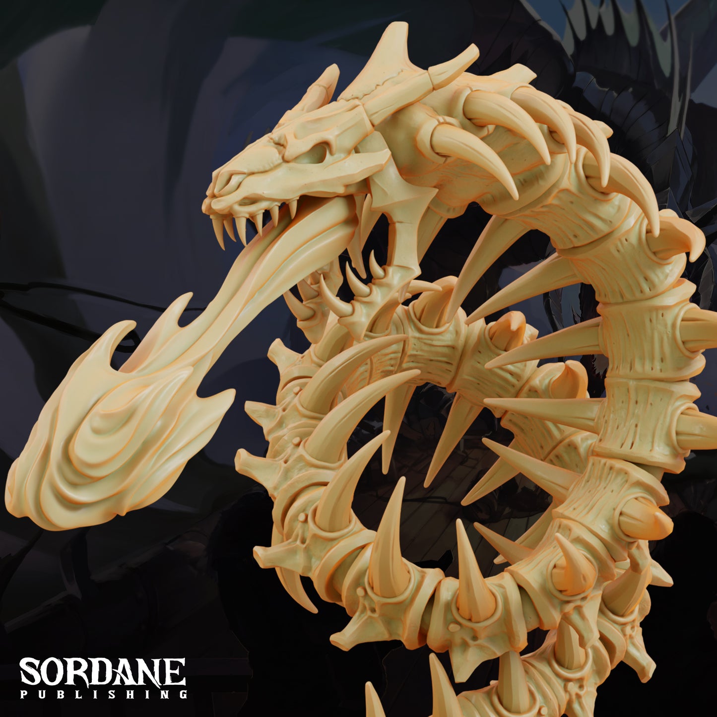 Bone Serpent Undead Dragon DND Miniature TTRPG Resin Figure 75mm Base