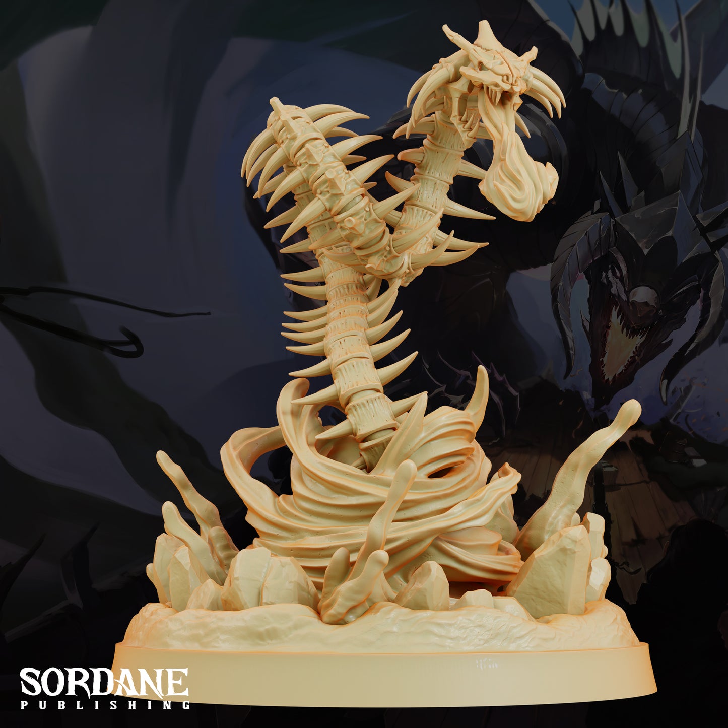 Bone Serpent Undead Dragon DND Miniature TTRPG Resin Figure 75mm Base