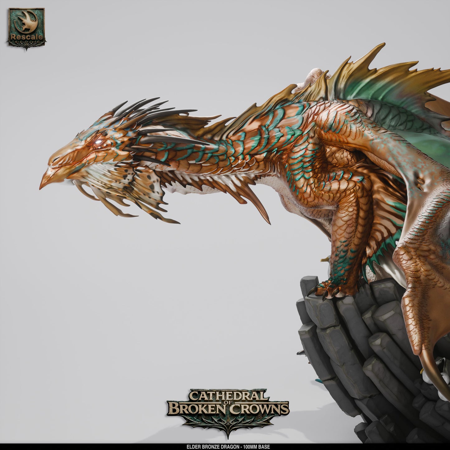 Elder Bronze Dragon DND Miniature TTRPG Resin Figure 100mm Base