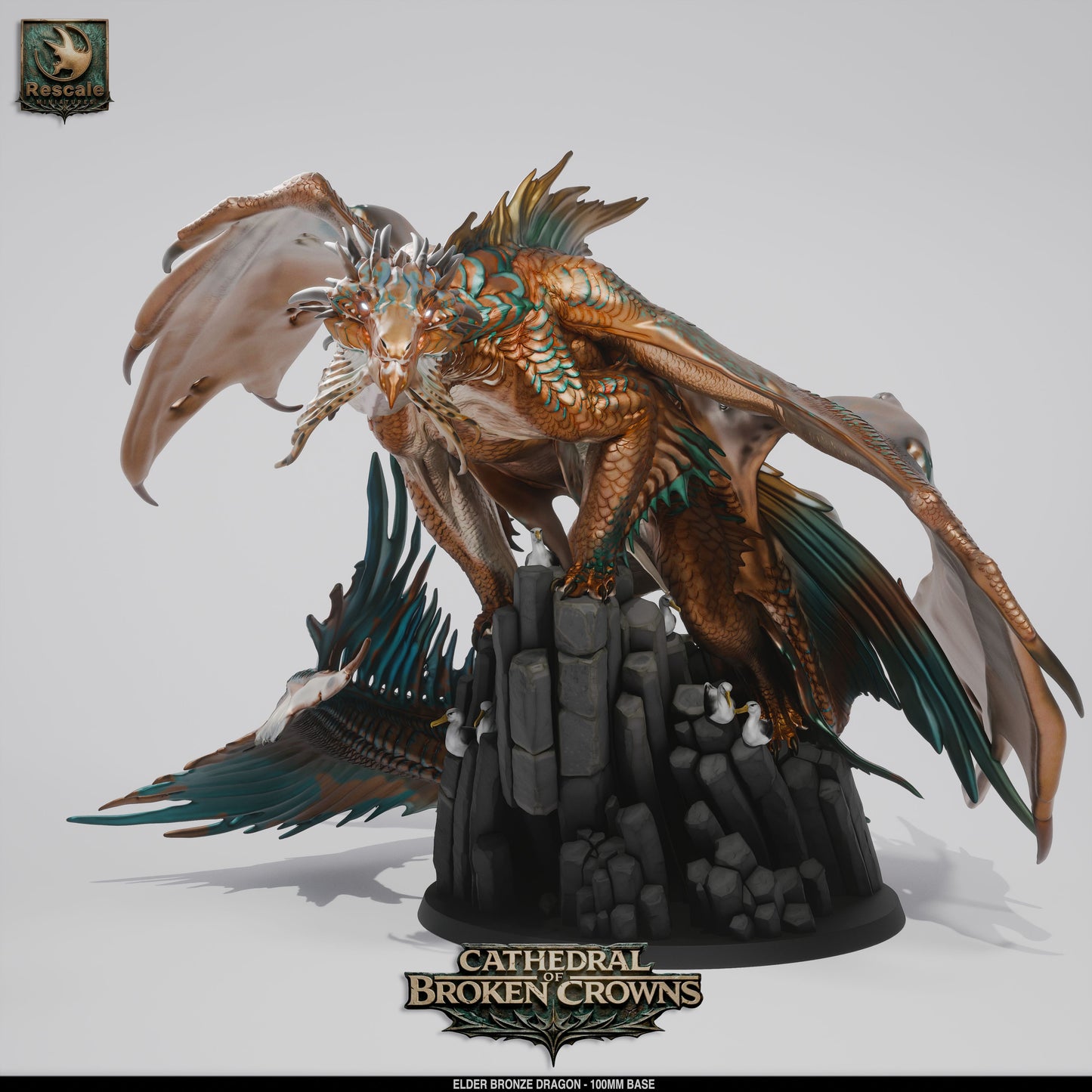 Elder Bronze Dragon DND Miniature TTRPG Resin Figure 100mm Base