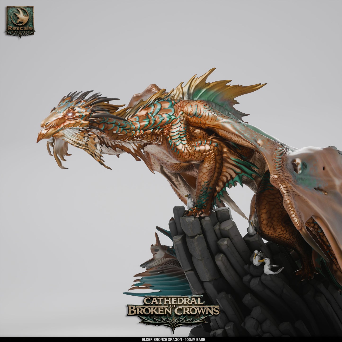 Elder Bronze Dragon DND Miniature TTRPG Resin Figure 100mm Base