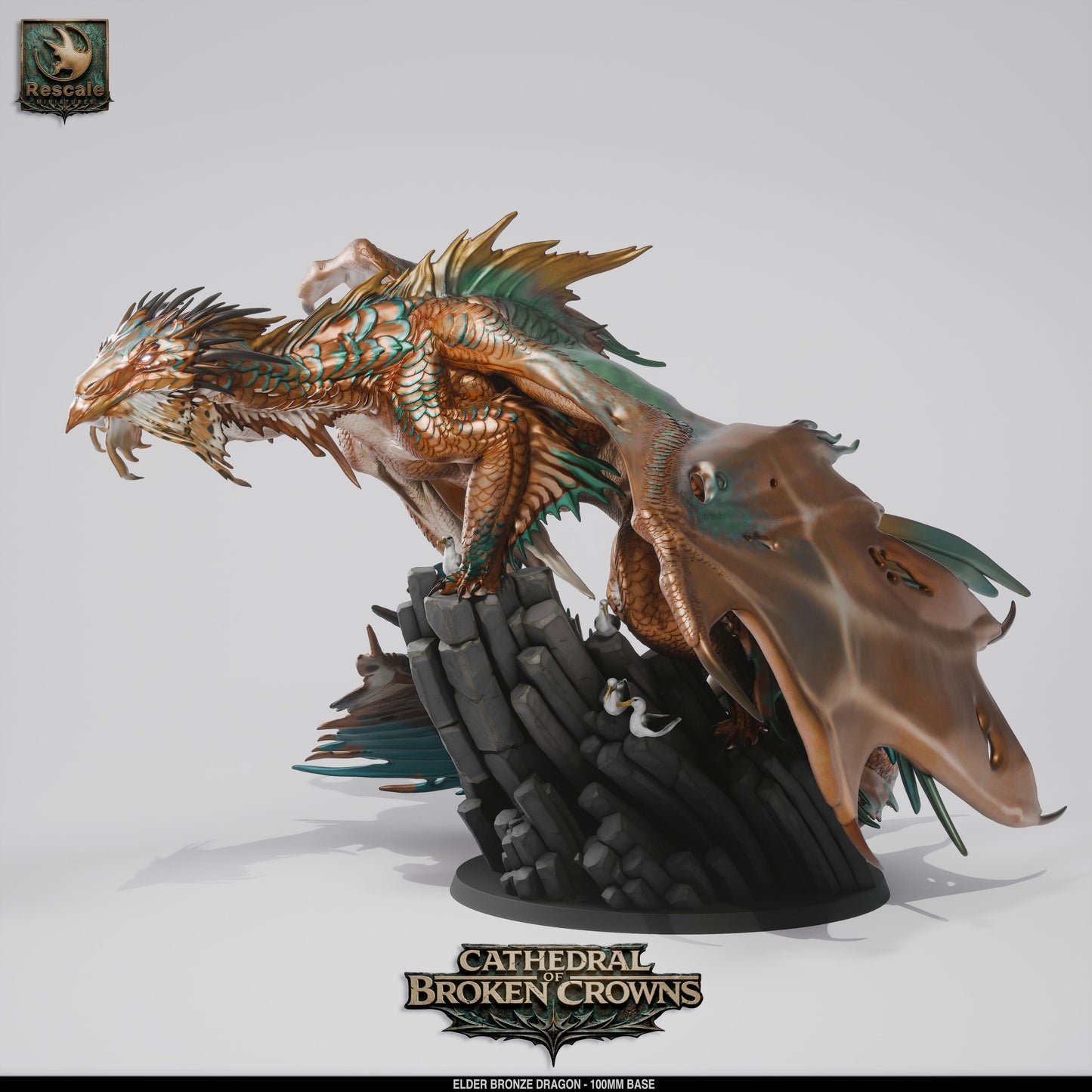 Elder Bronze Dragon DND Miniature TTRPG Resin Figure 100mm Base