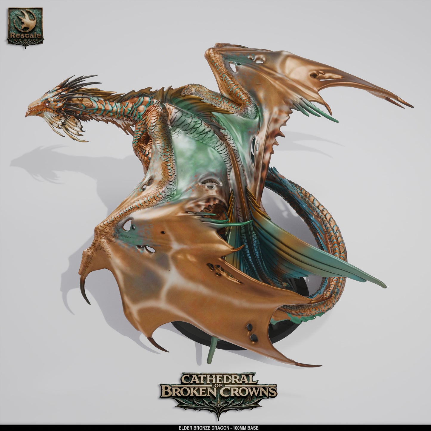 Elder Bronze Dragon DND Miniature TTRPG Resin Figure 100mm Base