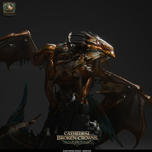 Elder Bronze Dragon DND Miniature TTRPG Resin Figure 100mm Base
