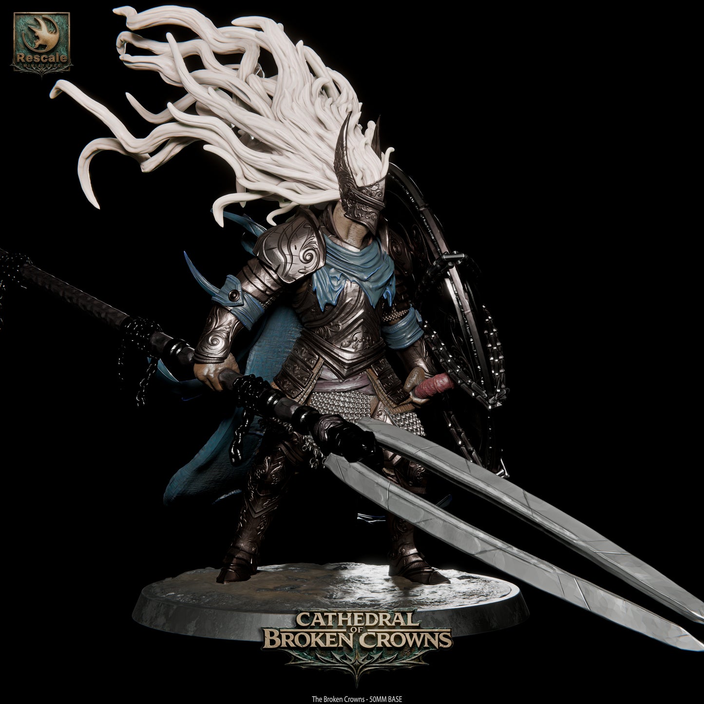 Broken Crown Warriors Undead Knight DND Miniature TTRPG Resin Figure 50mm Base