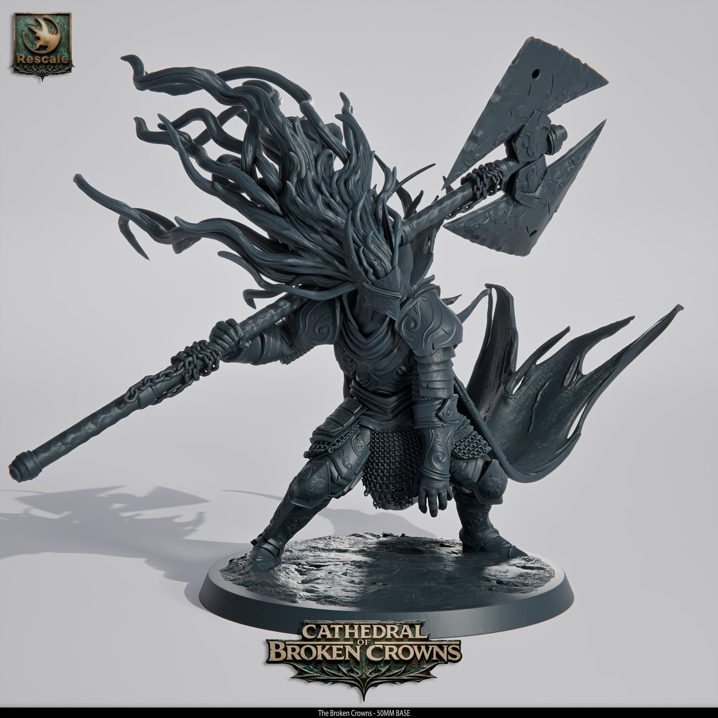Broken Crown Warriors Undead Knight DND Miniature TTRPG Resin Figure 50mm Base