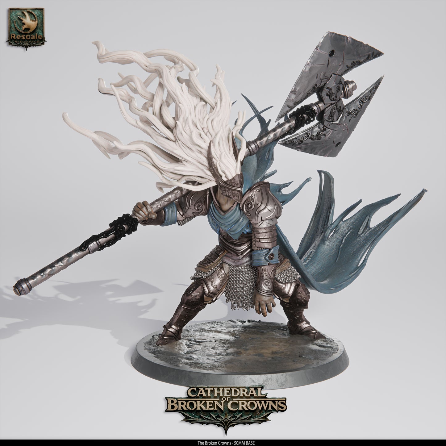 Broken Crown Warriors Undead Knight DND Miniature TTRPG Resin Figure 50mm Base