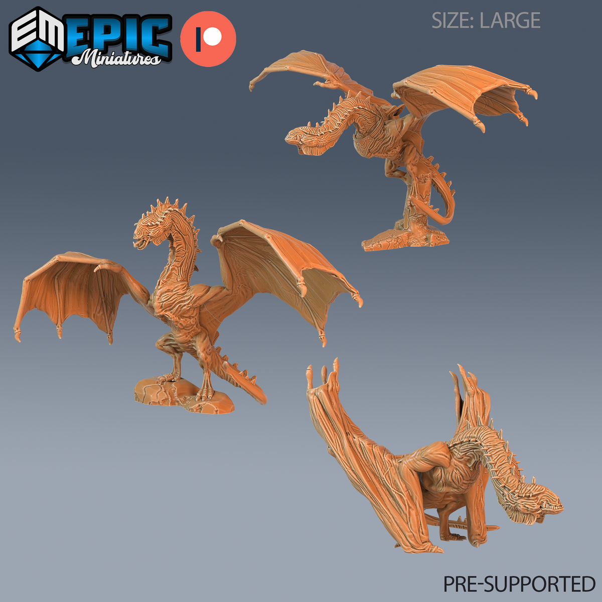 Cave Wyvern DND TTRPG Resin Model 51mm Base