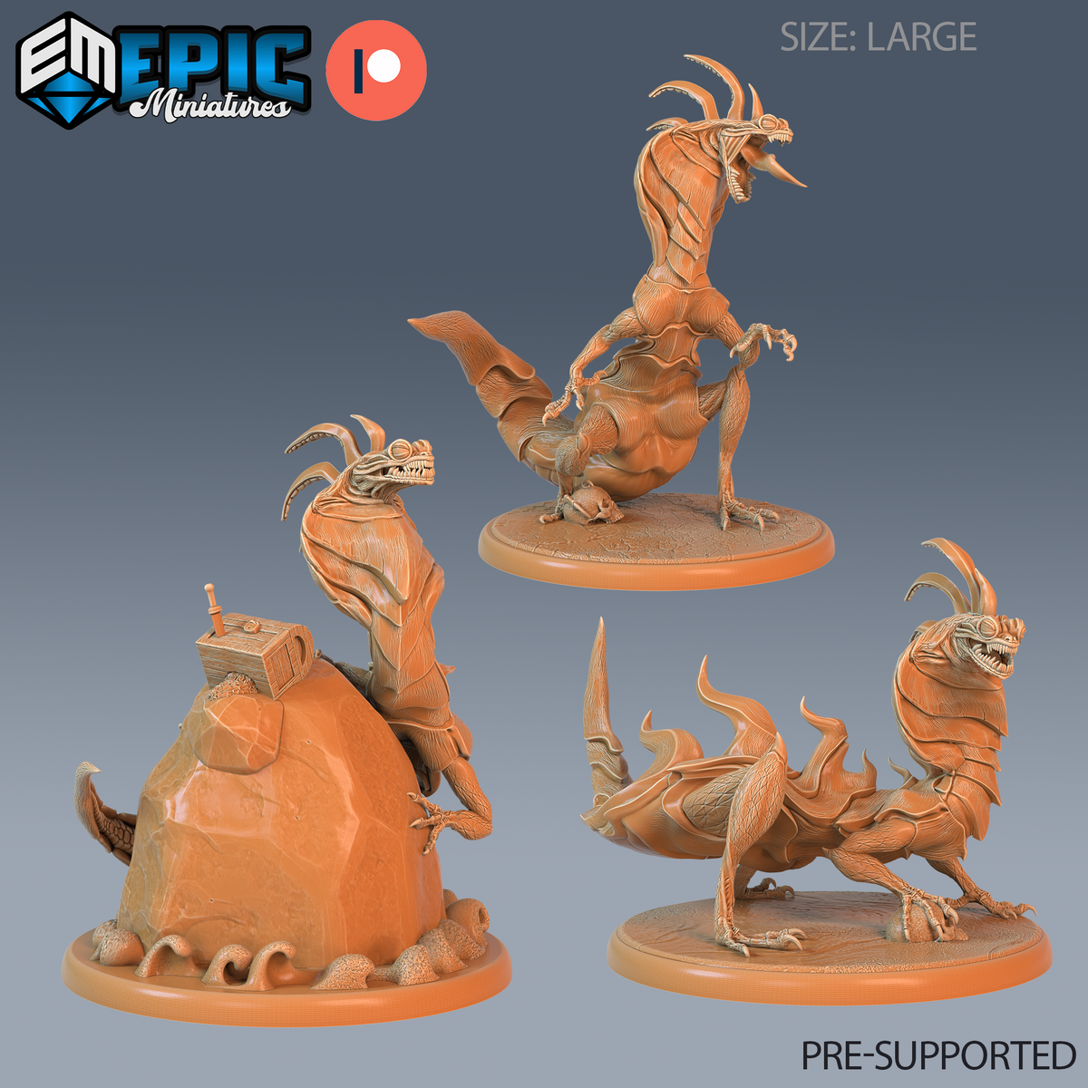 Cobra Lizard DND TTRPG Resin Model 51mm Base