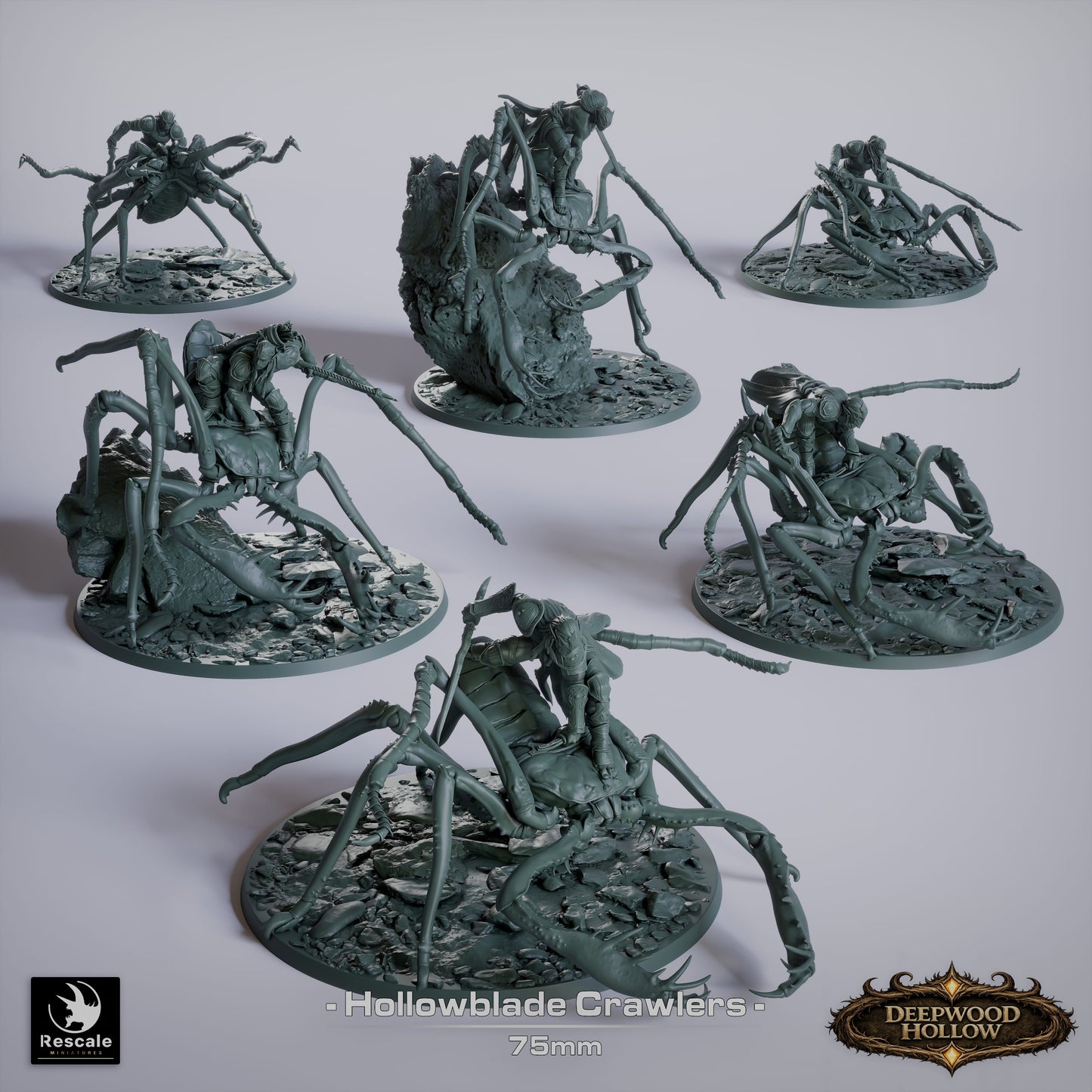 Hollowblade Scorpion Riders | Dark Elf Cavalry | Resin Tabletop RPG Figure | 75mm Base