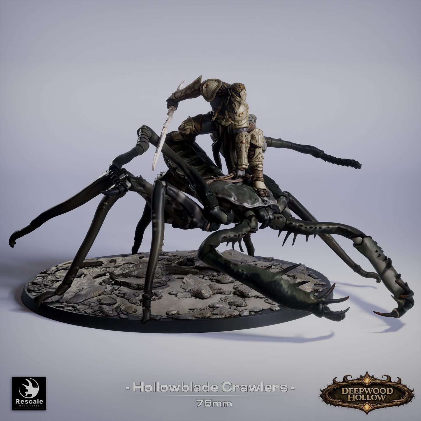 Hollowblade Scorpion Riders | Dark Elf Cavalry | Resin Tabletop RPG Figure | 75mm Base