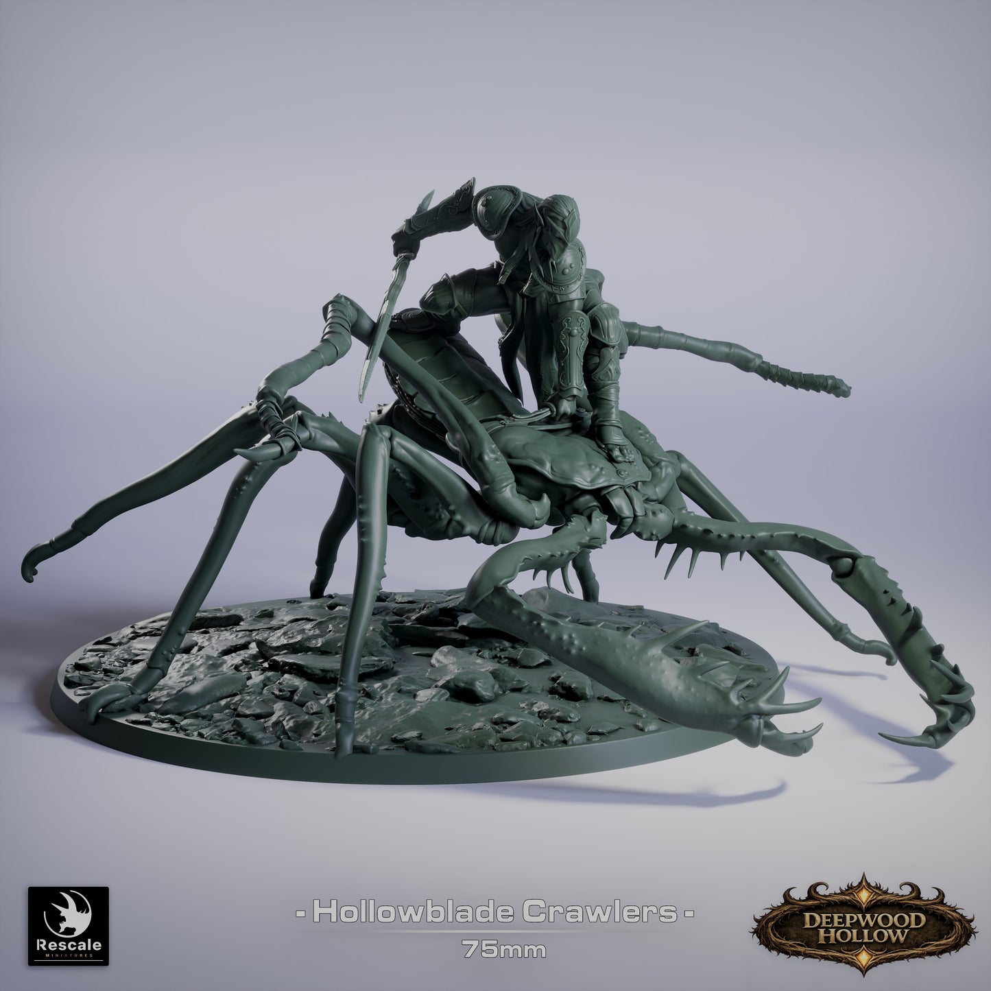 Hollowblade Scorpion Riders | Dark Elf Cavalry | Resin Tabletop RPG Figure | 75mm Base