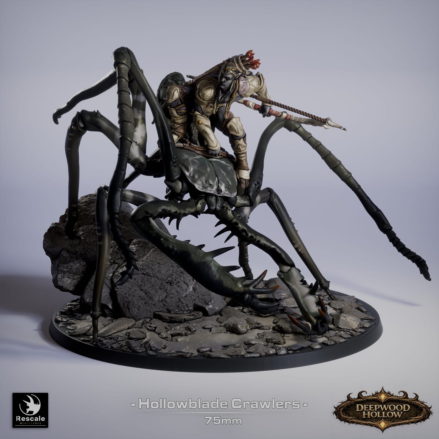 Hollowblade Scorpion Riders | Dark Elf Cavalry | Resin Tabletop RPG Figure | 75mm Base