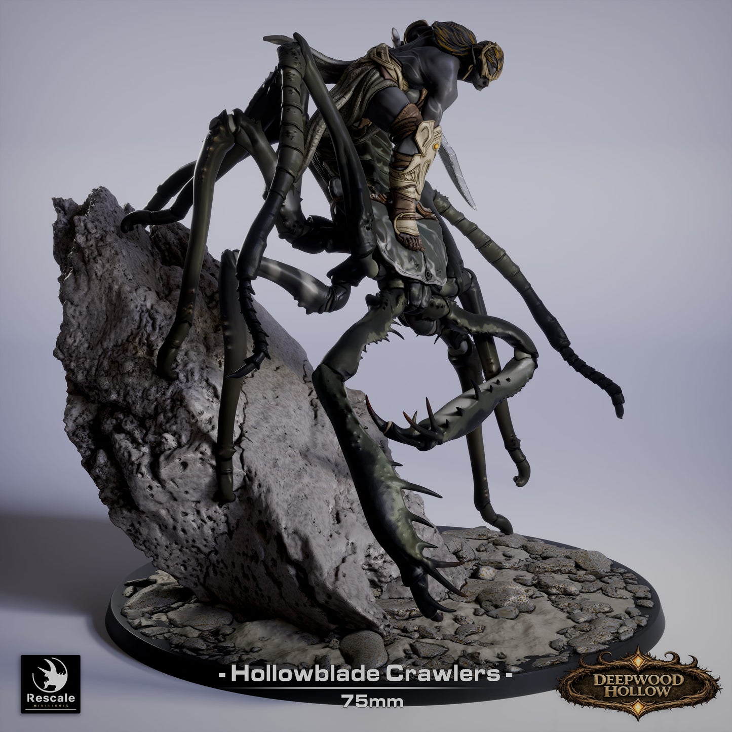 Hollowblade Scorpion Riders | Dark Elf Cavalry | Resin Tabletop RPG Figure | 75mm Base