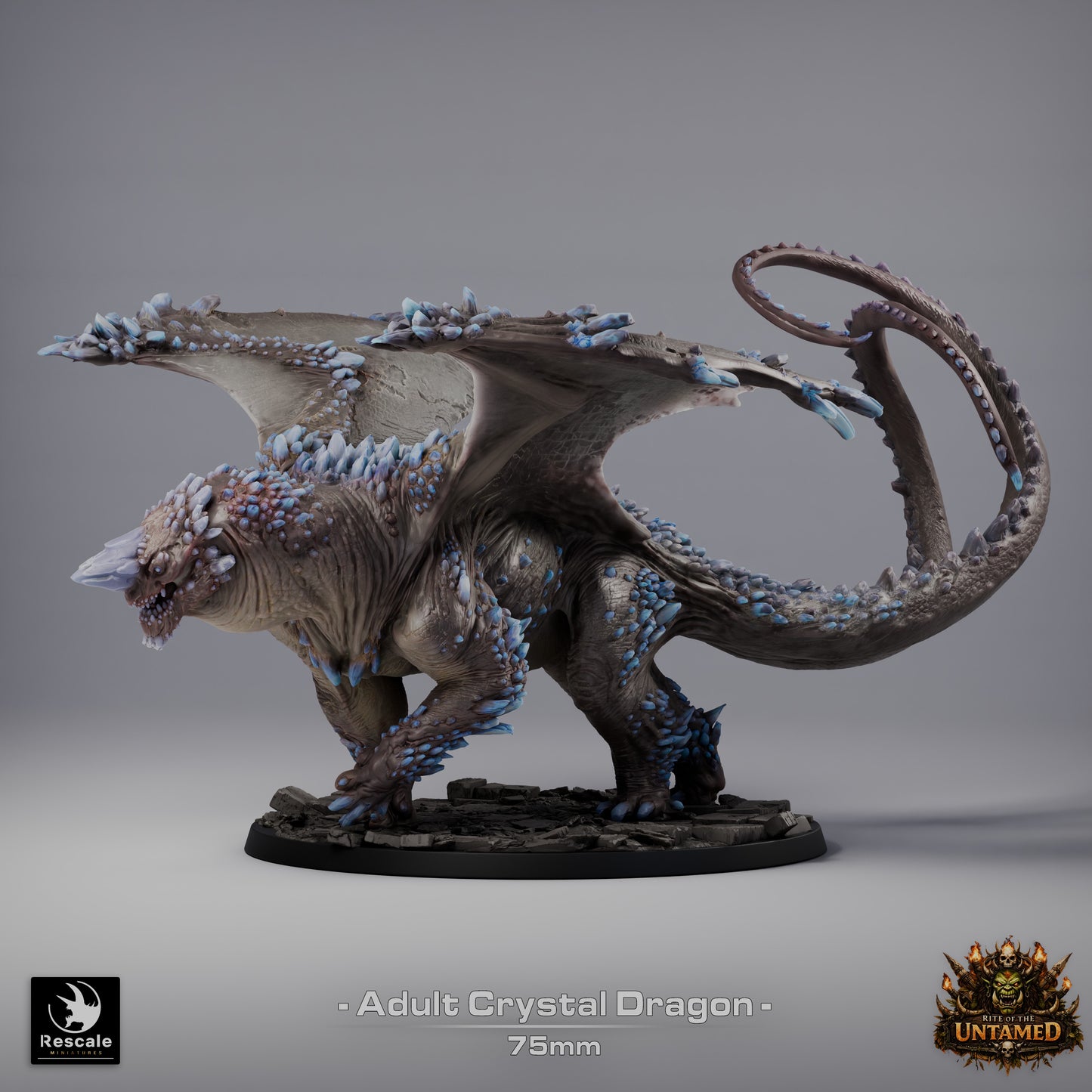 Crystal Dragon Large D&D Miniature | Gem Dragon Fantasy Figure | Resin 3D Printed Tabletop RPG Model | 75mm Base