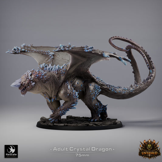 Crystal Dragon Large D&D Miniature | Gem Dragon Fantasy Figure | Resin 3D Printed Tabletop RPG Model | 75mm Base