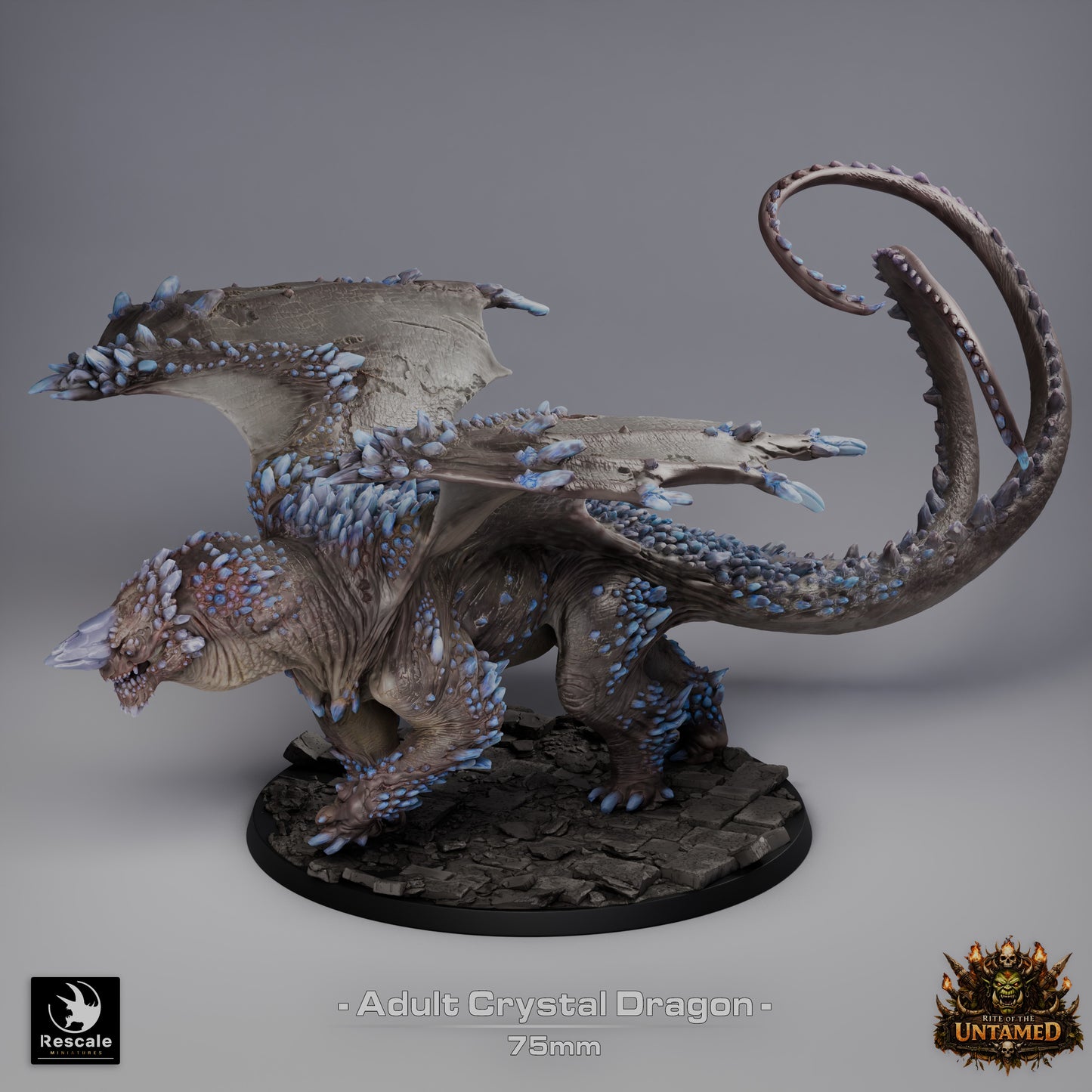 Crystal Dragon Large D&D Miniature | Gem Dragon Fantasy Figure | Resin 3D Printed Tabletop RPG Model | 75mm Base