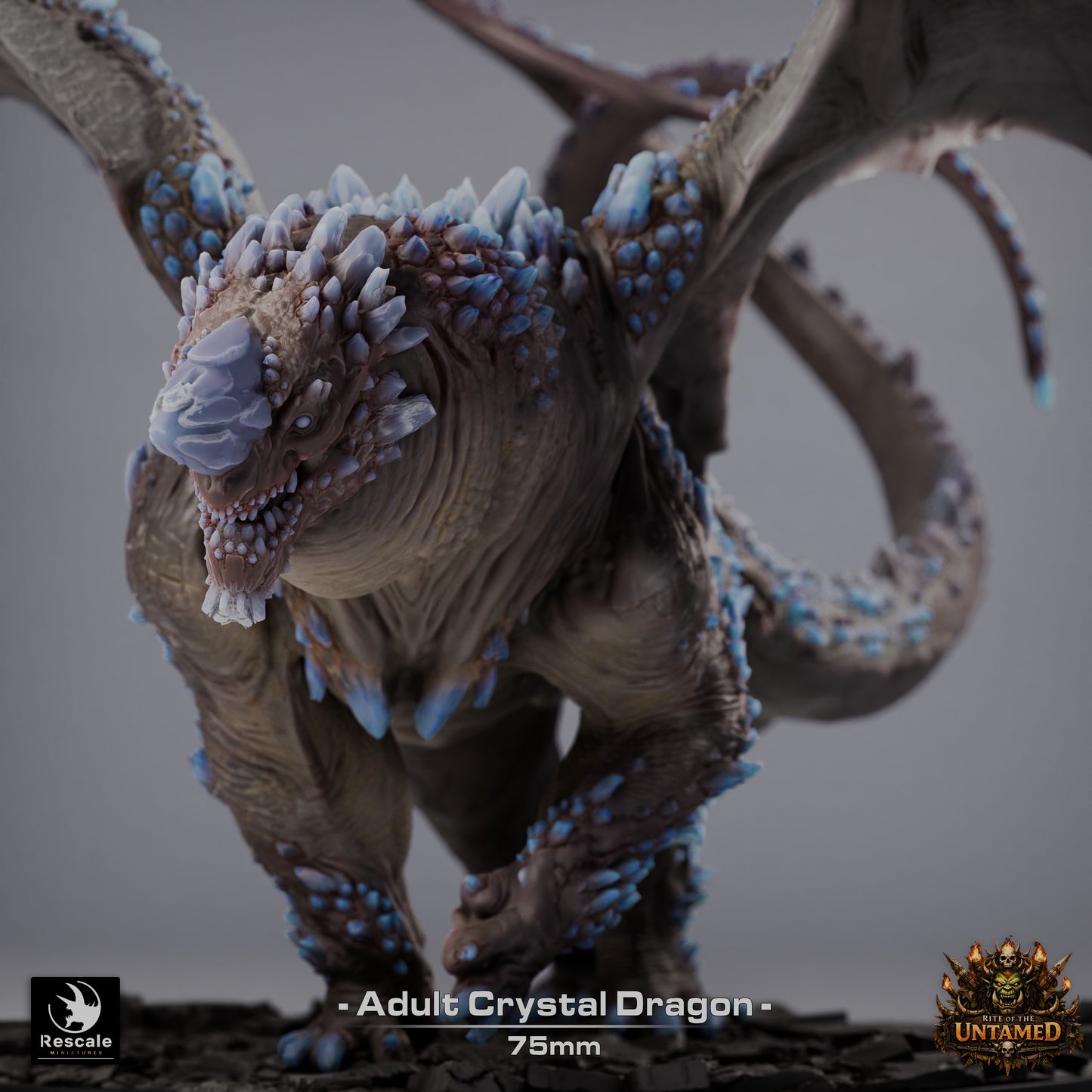 Crystal Dragon Large D&D Miniature | Gem Dragon Fantasy Figure | Resin 3D Printed Tabletop RPG Model | 75mm Base