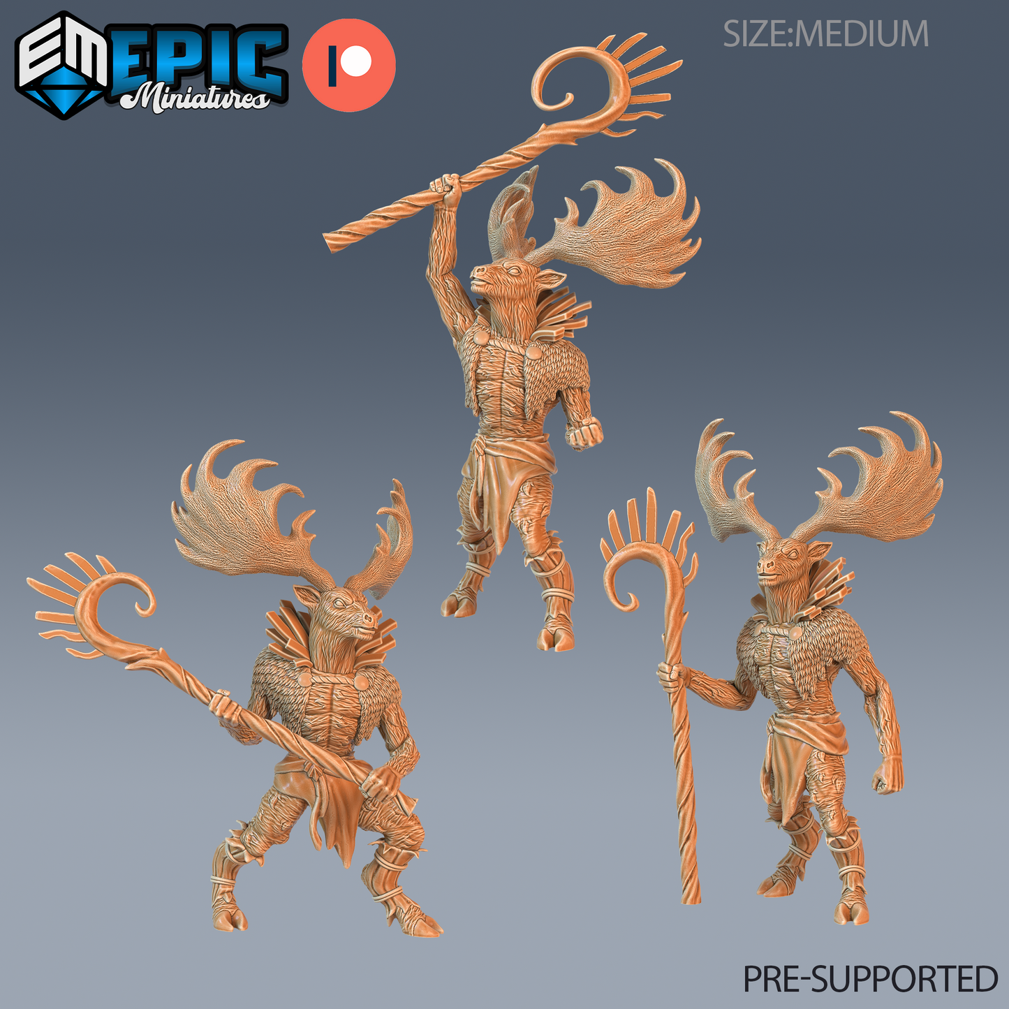 Deer Shaman | Forest Spirit Mystic | Resin Tabletop RPG Figure | 25mm Base