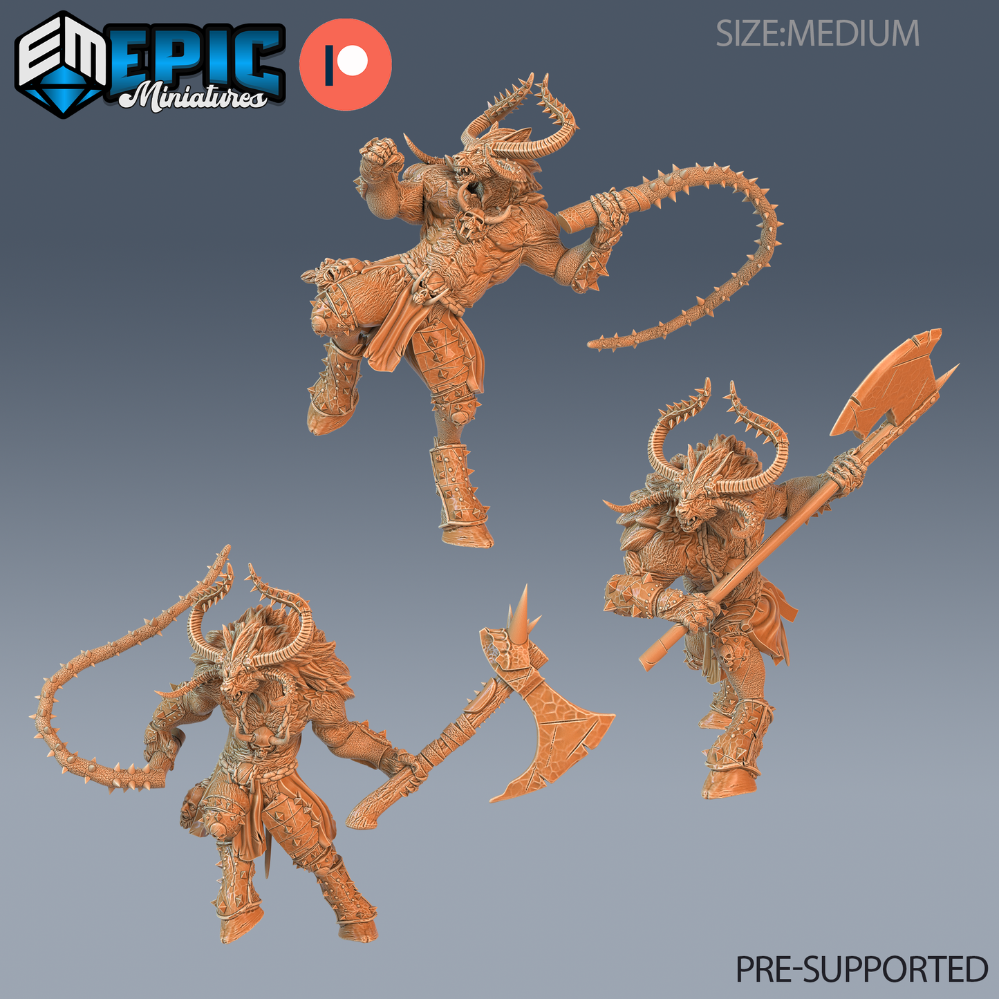 Demonic Minotaur | Abyssal Beast Warrior | Resin Tabletop RPG Figure | 25mm Base