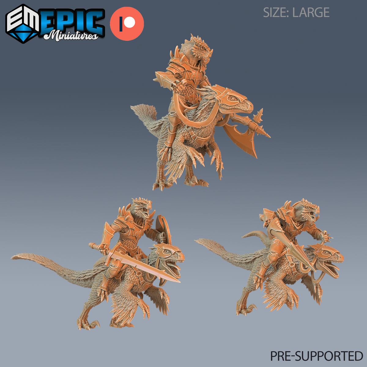 Dragonborn Raptor Rider DND TTRPG Resin Model 51mm Base