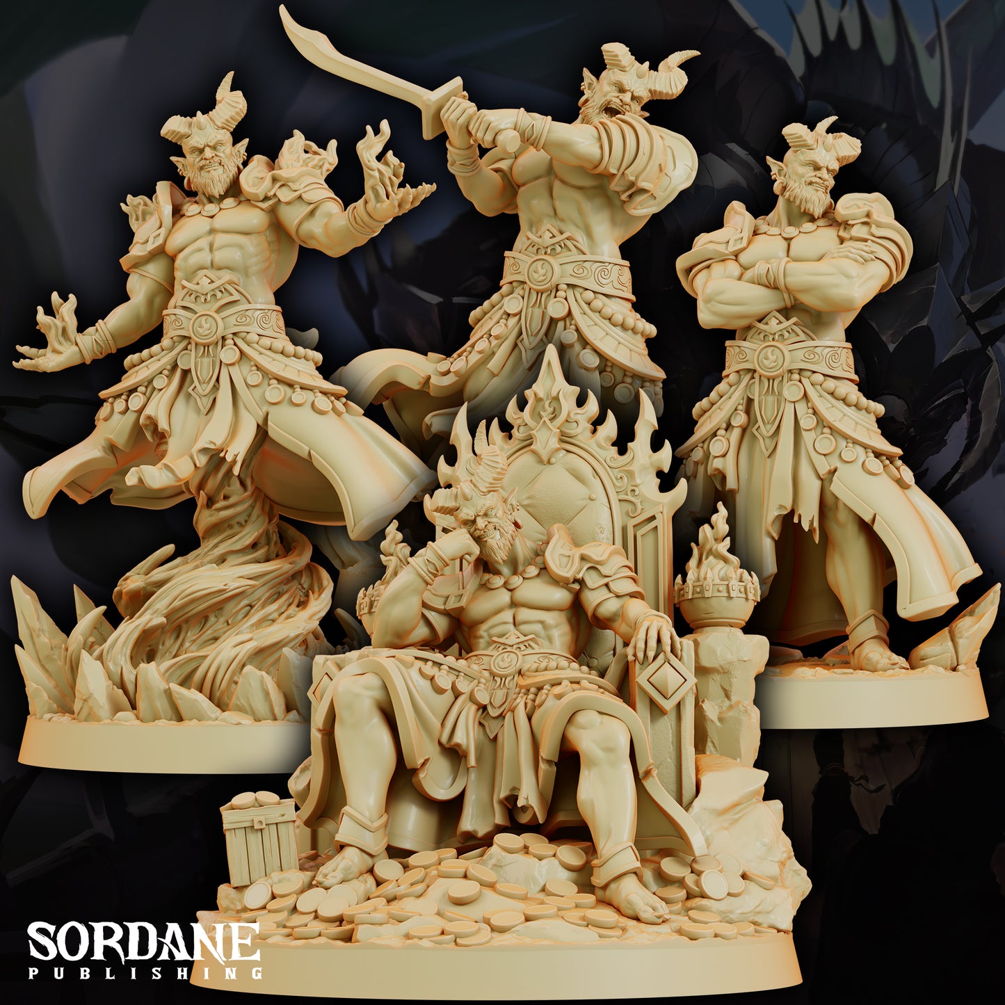 Efreeti Fire Genie DND Miniature TTRPG Resin Figure 50mm Base