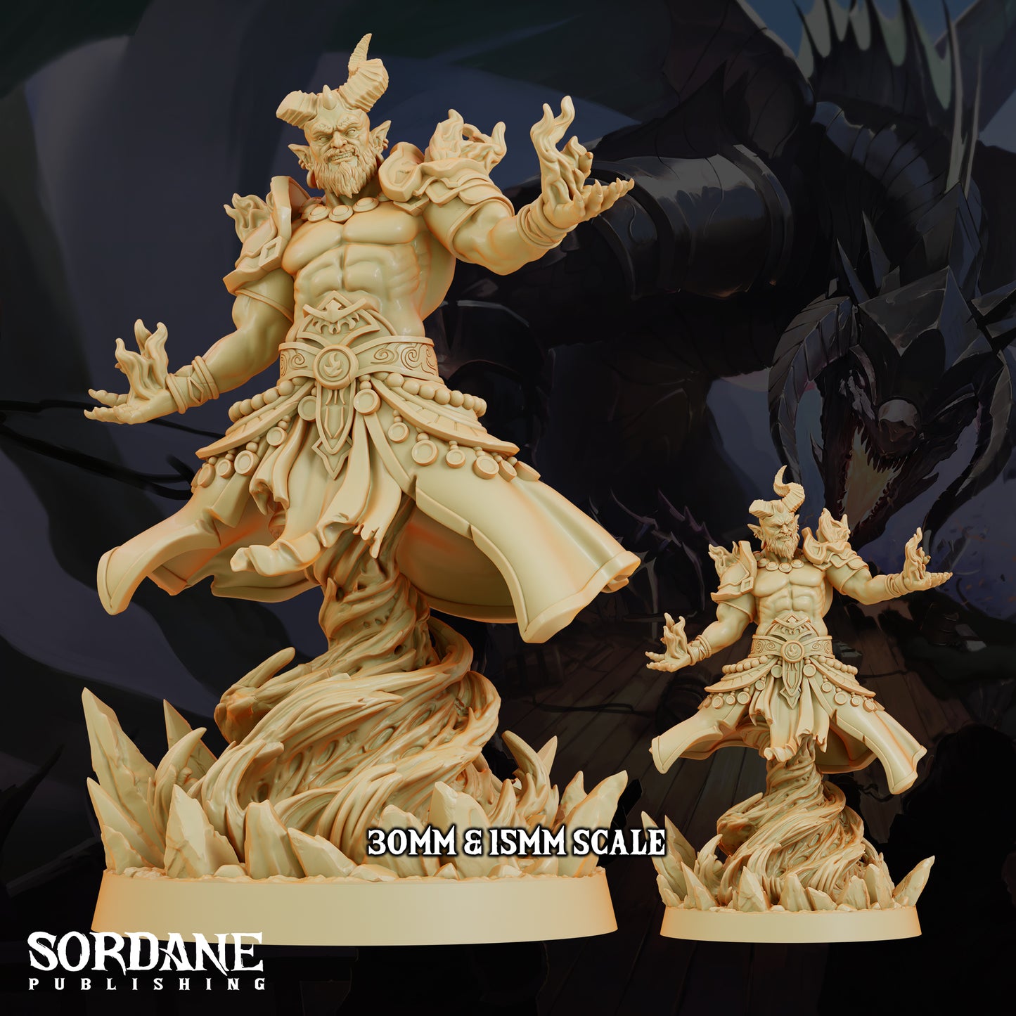 Efreeti Fire Genie DND Miniature TTRPG Resin Figure 50mm Base