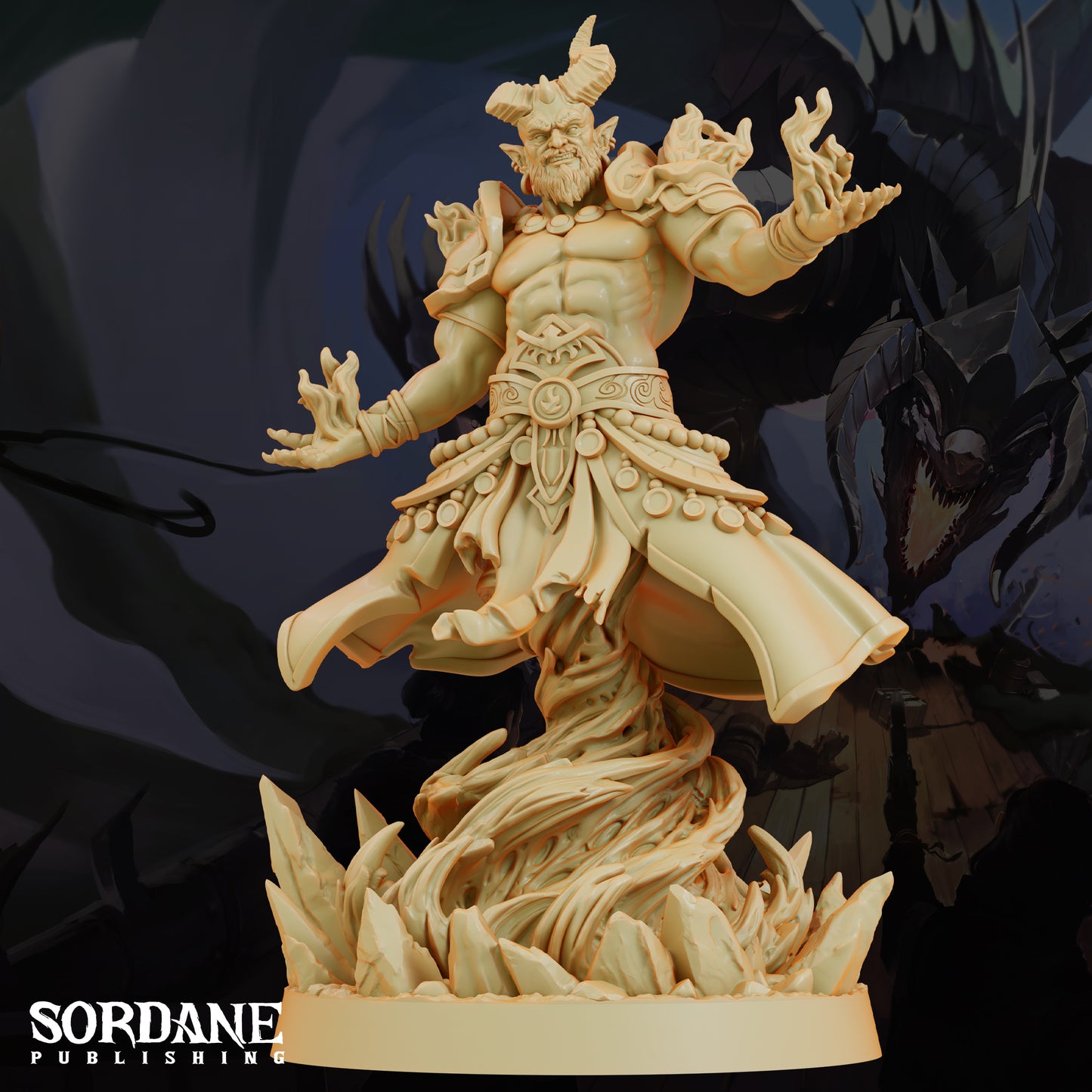 Efreeti Fire Genie DND Miniature TTRPG Resin Figure 50mm Base