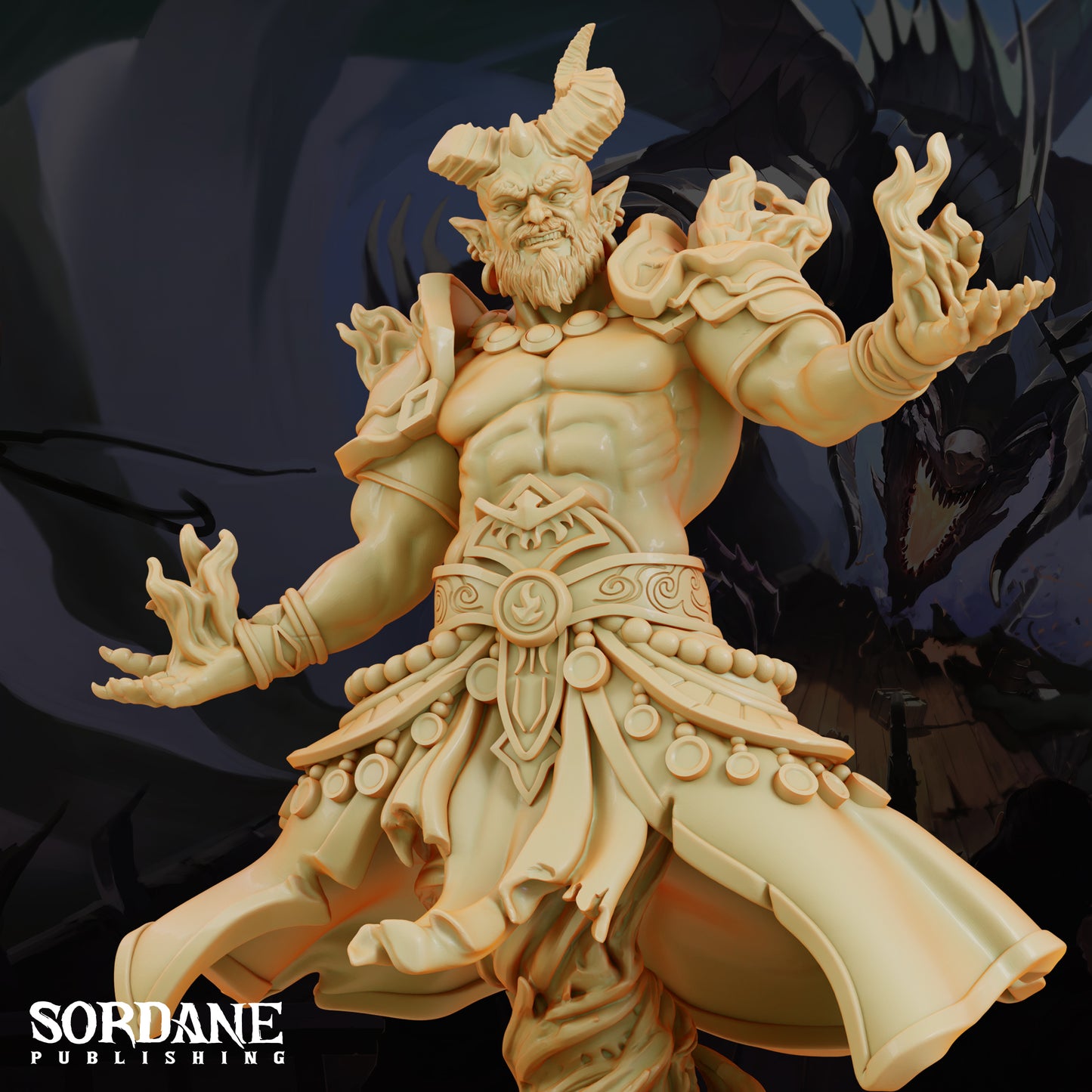 Efreeti Fire Genie DND Miniature TTRPG Resin Figure 50mm Base