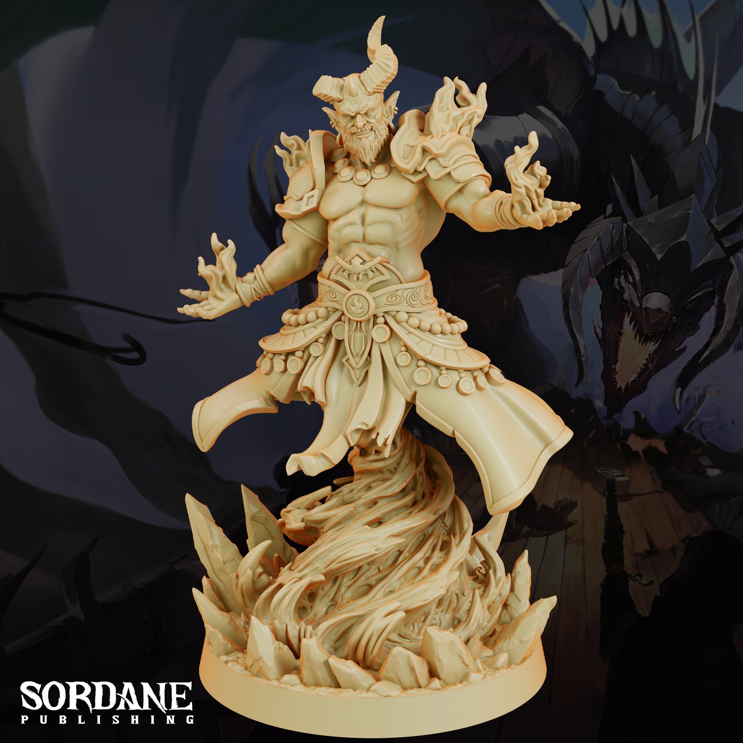 Efreeti Fire Genie DND Miniature TTRPG Resin Figure 50mm Base