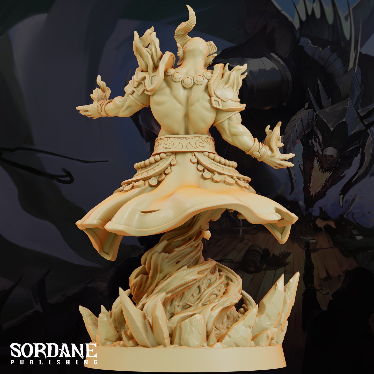 Efreeti Fire Genie DND Miniature TTRPG Resin Figure 50mm Base