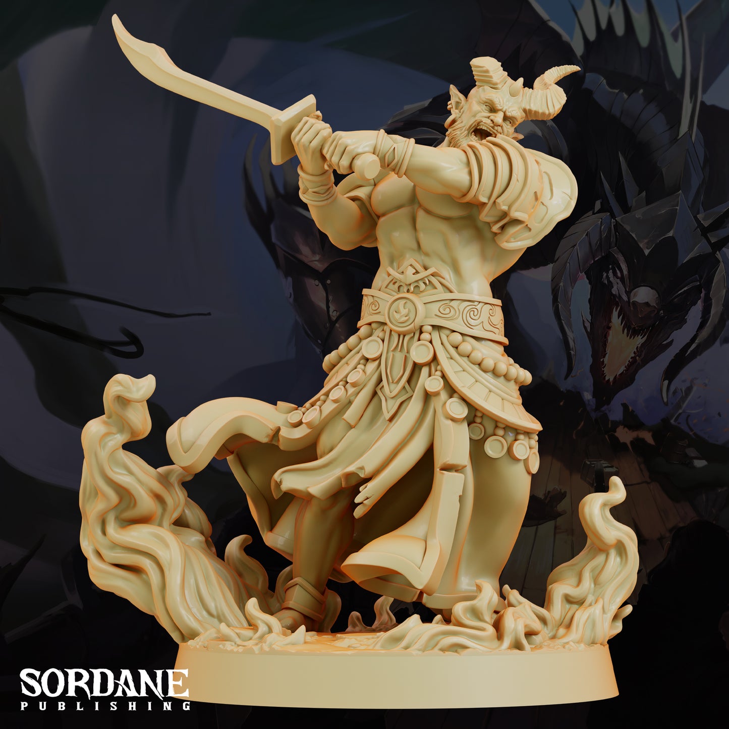 Efreeti Fire Genie DND Miniature TTRPG Resin Figure 50mm Base