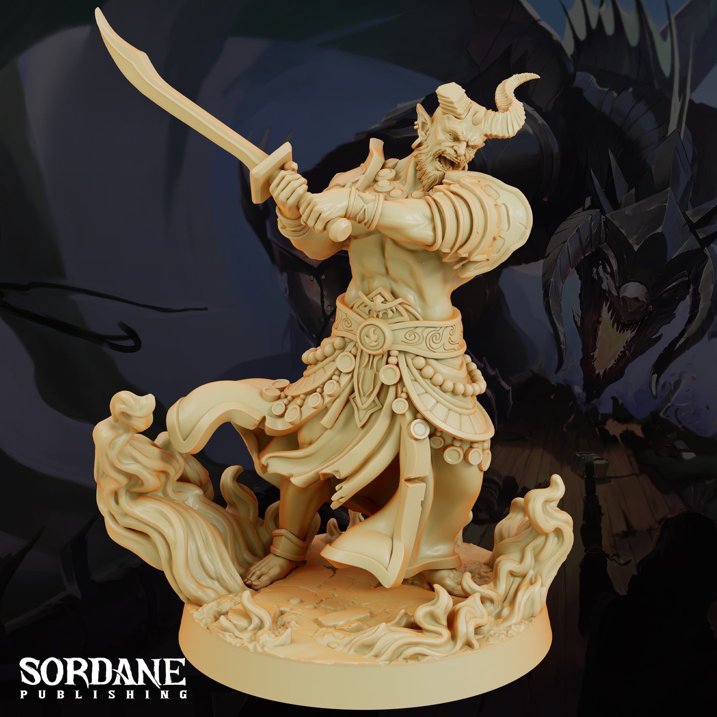 Efreeti Fire Genie DND Miniature TTRPG Resin Figure 50mm Base