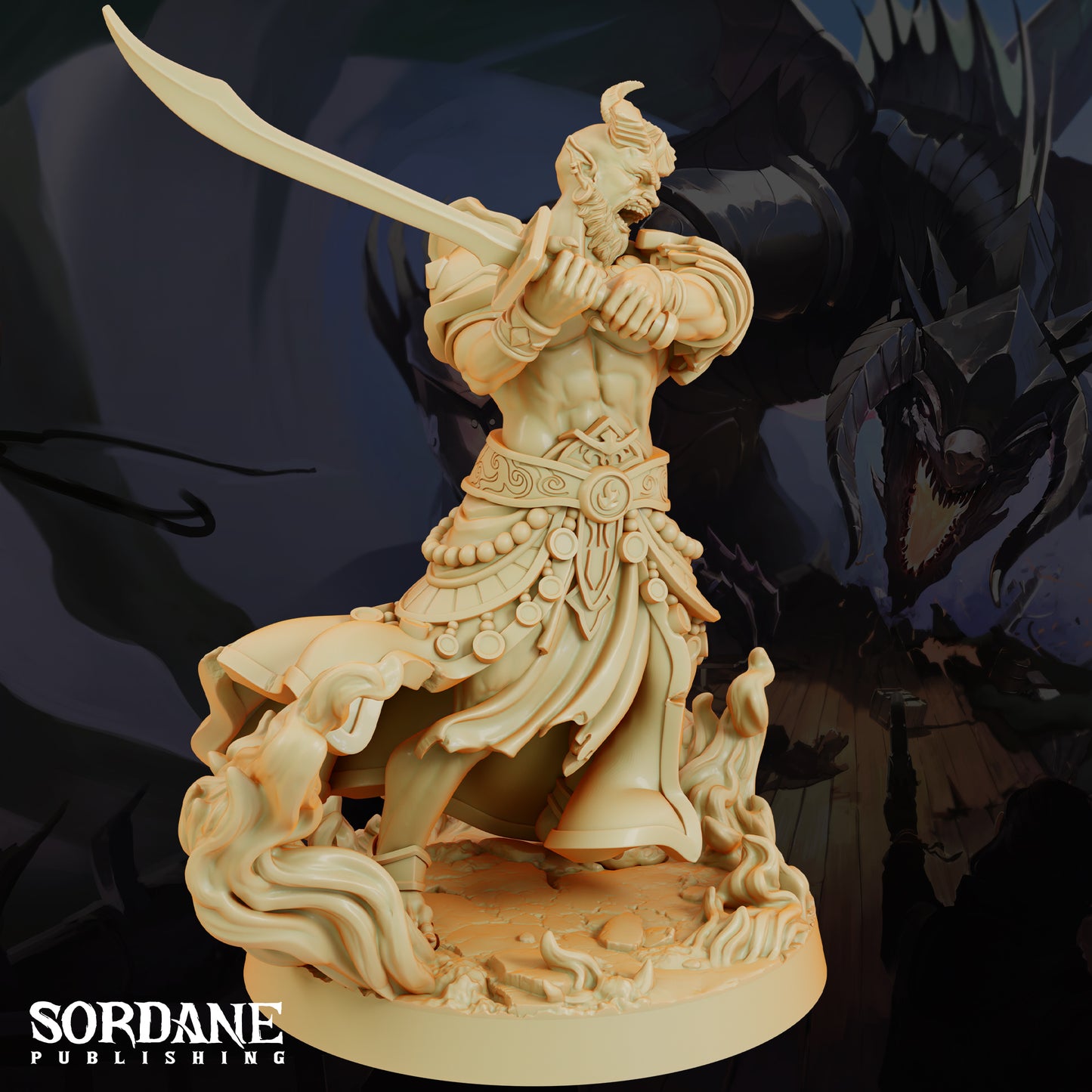 Efreeti Fire Genie DND Miniature TTRPG Resin Figure 50mm Base