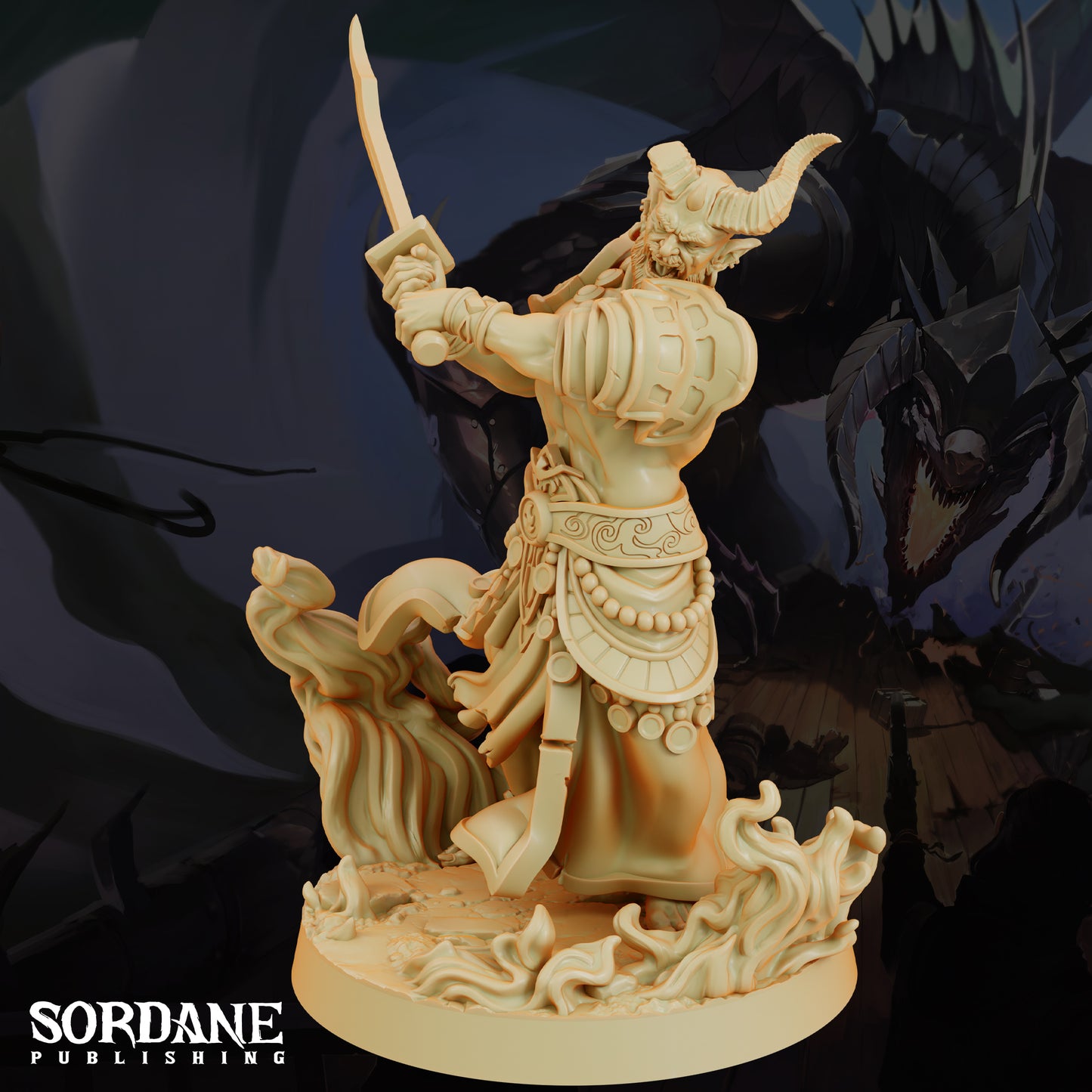 Efreeti Fire Genie DND Miniature TTRPG Resin Figure 50mm Base