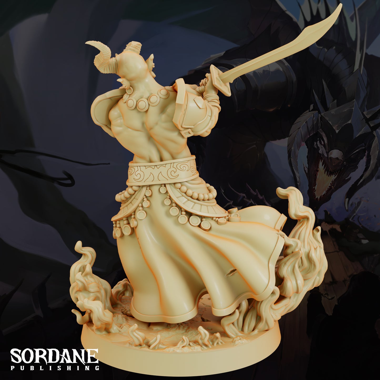 Efreeti Fire Genie DND Miniature TTRPG Resin Figure 50mm Base